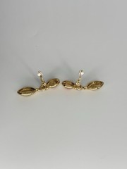 Vintage RJ Graziano Chunky Gold Tone Byzantine Necklace/Dangle Clip Earrings Set