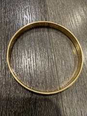 Vintage MONET Brushed Gold-Tone Bangle Bracelet Etched Diagonal Stripes 1970/80s