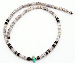 Southwestern USA Heishi Olive Shell Turquoise Stone Center Handcrafted Necklace