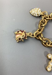 Vintage Juicy Couture Charm Bracelet Charms Rhinestone Swag Gold Toned 5 Charms
