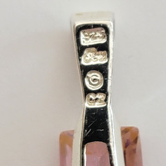 Vintage Pink Cubic Zirconia Baguette Pendant Silver 925, Modernist, 1 5/8″L