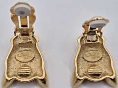 VTG JACKIE COLLINS Panther Set In Box Brooch Clip Earrings Gold Tone Rhinestones