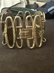 ART Arthur Pepper Wide Double Ancient Faux Coin Bracelet Signed Vintage Jewelry
