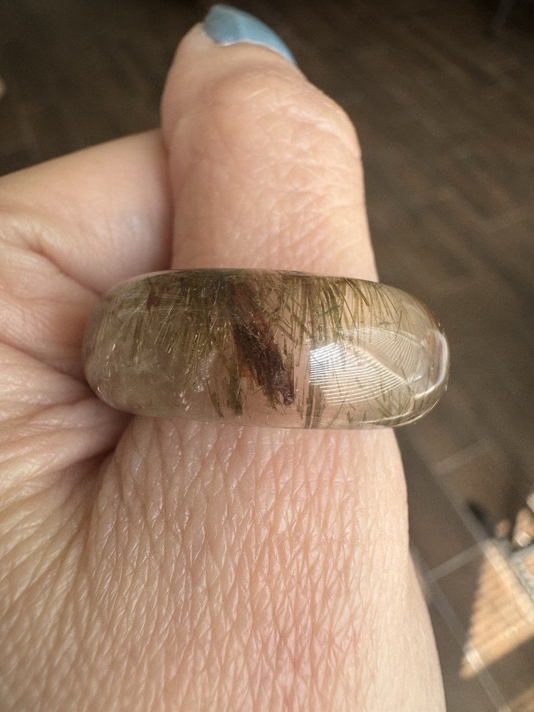 Natural brown rutilated quartz ring 19.6mm