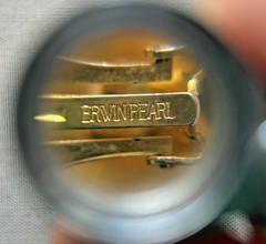 Erwin Pearl Chunky Polished Gold Tone Dome Clip On Earrings Signed