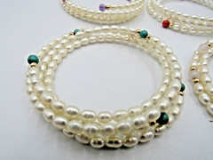 Set of 4 Freshwater Cultered Pearl Coil Wrap Bracelets Lot E5