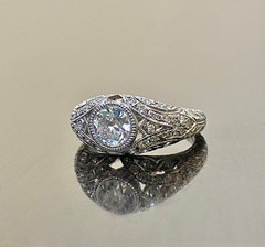 Art Deco Vintage Style Lab Created Diamond Weeding Ring In 14k White Gold Finish
