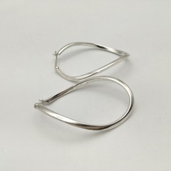 Vintage Sterling Silver 2” Twist Oval Hoop Earrings Marked 925 MWS 6.9g #00