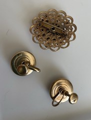 Vintage 1950’s/1960’s Rhinestone & Black Acrylic Brooch And Earrings