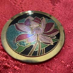Vintage Samuel Huang Cloisonné Pendant Lotus Flower with chain.