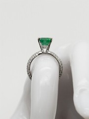 Estate $8000 5.50ct Natural Emerald VS G Diamond Platinum Eternity Ring SZ 5.25