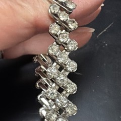 Vintage Japan Rhinestone Stretch Bracelet 3 Row 1950’s Gorgeous Fits Most All