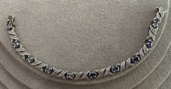 Vintage Sterling Silver Tanzanite X Link Tennis Bracelet 7.25″