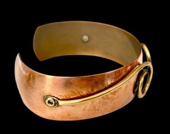 Vintage Modernist Copper & Brass Bracelet | Earrings Set~1950s-60s