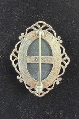 Vtg Signed Jezlaine Sterling Silver Black White Cameo Female Face Brooch Pin