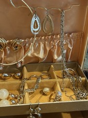 Vintage to Modern Gold Tone Mixed Costume Jewelry Lot Necklace Earrings Bracelet