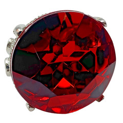 Lab Created 27mm plastic ruby adjust TOY ring 7.5 size 9 Silver plated Metal VTG