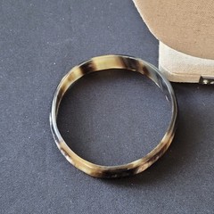Vintage Natural Buffalo Horn Bangle Bracelet Marbled Boho Minimalist