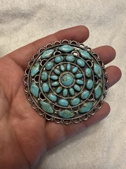 Sterling Silver Turquoise Cluster Pin Pendant by Navajo LMB Larry Moses Begay