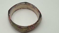 Chunky Floral Resin Bangle Bracelet Wide Acrylic Lucite? Statement Jewelry 60’s