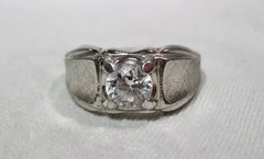 Vintage Sterling Silver Signed LIND Men’s Cubic Zirconia Ring 1.03 TCW K1752