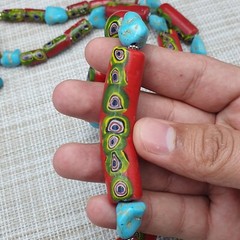 Vintage Venetian Gabri Style Glass Howlite Stone Beaded Necklace