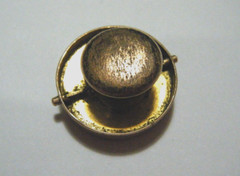 Vintage Victorian Large Moss Agate Shirt Collar Stud Button Gold Fill Pat. 1875