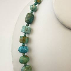 Jay King Necklace Turquoise Blue Carved Graduated Chunky Sterling Silver 925