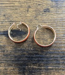 1960 Orange Hoop Earrings Vintage Retro Metal Circle