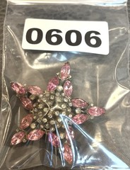 Vintage Large 2.25” Star Dome Art Deco Pink Rhinestone Pot Metal Brooch Pin