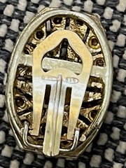 Vtg European 835 Silver Pair of Clip on Earrings w/ Red & Clear Stones Crystals