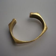 Vintage Heavy Solid Brass Modernist Geometric Cuff Bracelet Open Bangle