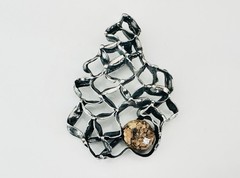 Sterling Silver 925 Abstract Vintage Modernist Retro Pendant Handmade Hallmarked