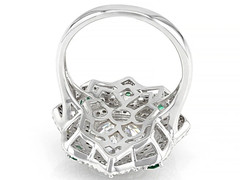 Floral Cluster Design 7.9TCW Green Spinel With Rectangle Cushion & Round CZ Ring