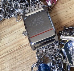 RARE Kirk’s Folly Silver Tone Watch/bracelet Dangles Fairies Tea Pots Tea Cups