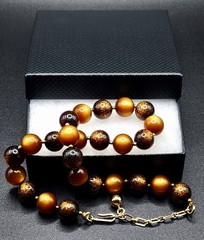 Vintage Trifari necklace Moonglow & Brown Confetti Lucite 1970-80’s Collectible