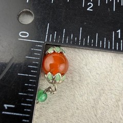 Vintage Art Deco Beaded Necklace Enamel Germany Silver Tone Red Green 30”