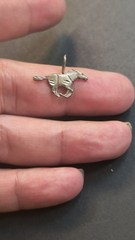 Vintage Sterling Silver Horse Charm, Pendant, 20 x 15mm, 1970s or 1980s, Pendant