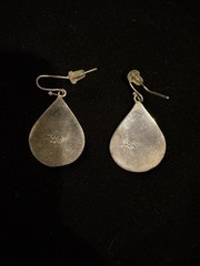 Alpaca Mexico Butterfly Earrings Inlay Abalone Mother Of Pearl Teardrop Style