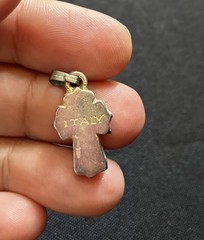 Vintage Tiny Cross Pendant Tiny Flowers Italy #SL4