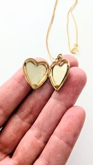 Vintage 1/20 14k Yellow Gold Filled MOM Heart Locket w/ Pink Flowers Necklace