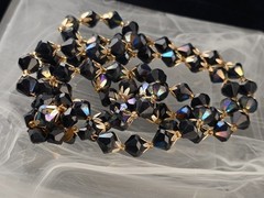 Vintage Lucite Faceted Black Aurora Necklace Mid Century Decorative Clasp 19″