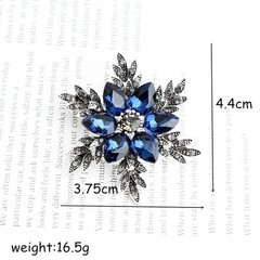 Vintage Blue Crystal Snowflake Brooch Pin – Sapphire Flower Silver Rhinestone