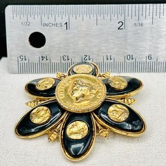 Vintage Brooch Lot Coro Coin Avon Filigree Sterling Enamel Earrings Black Gold