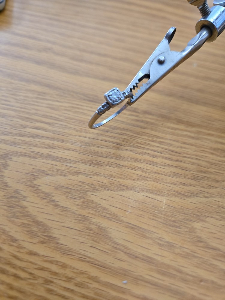 Vintage Estate Diamond Platinum Engagement Ring (10 irid plat ring) Size 8.5
