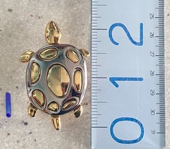 Vintage Turtle Brooch Two Tone Silver & Gold Modern Design 2″
