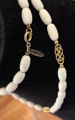 “Direction One” Vintage 26” L Gold & White Acrylic Necklace $22