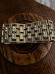 VINTAGE 1 1/2 Wide Bracelet. Rhinestones . Beautiful Piece See Pics