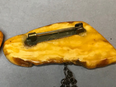 NATURAL OLD ANTIQUE YELLOW BUTTERSCOTCH BALTIC AMBER BROOCH 18,0 gr