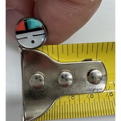 VINTAGE SOUTHWEST N A SUN FACE POST EARRINGS ZUNI STERLING
